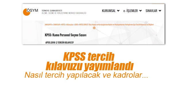KPSS tercih kılavuzu yayımlandı