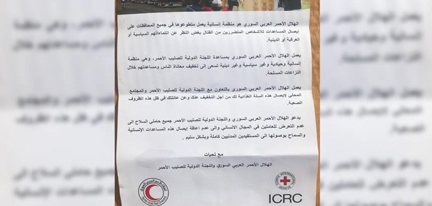 Afrin’deki PYD/PKK sığınaklarında Kızılhaç yardımı bulundu