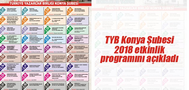 TYB Konya Şubesi 2018 etkinlik programını açıkladı