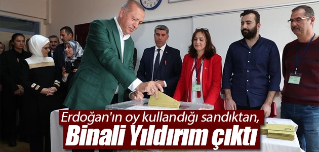 Cumhurbaşkanı Erdoğan’ın oy kullandığı sandıktan, Binali Yıldırım çıktı