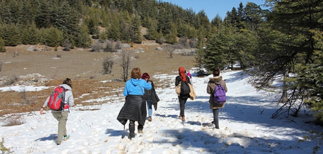  Doğaseverler kar yürüyüşü şenliğine katıldı