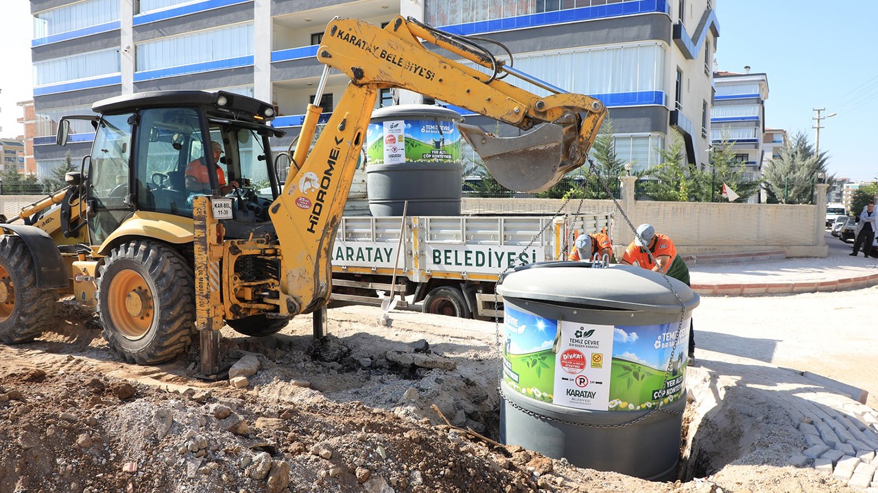 Karatay Belediyesi, 200 adet yeraltı çöp konteynerinin daha kurulumunu yaptı