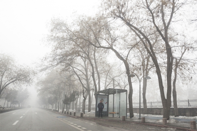 Konya’da kent merkezinde sis etkili oldu