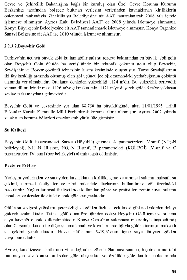 Göller ve Sulak Alanlar Eylem Planı Genelgesinde Konya