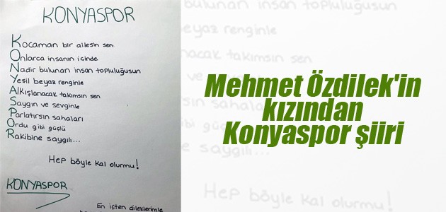 Mehmet Özdilek’in kızından Konyaspor şiiri
