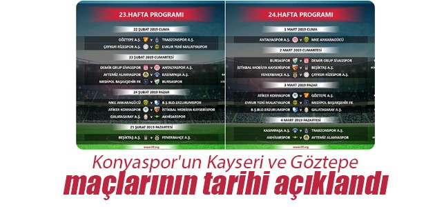 Konyaspor’un Kayseri ve Göztepe maçlarının tarihi açıklandı