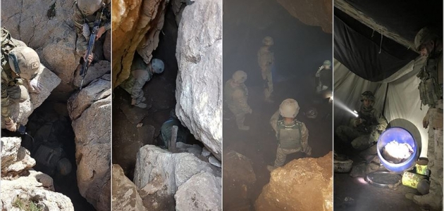 Teröristlerin kullandığı 3 katlı mağaraya operasyon