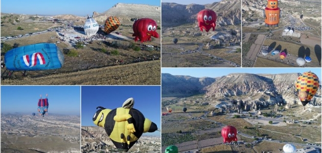 Figürlü balonlar peribacaları arasında uçtu