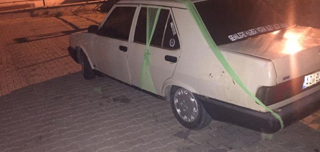 Konya’da ’gelin arabası’ gibi süslenen araçtan uyuşturucu çıktı