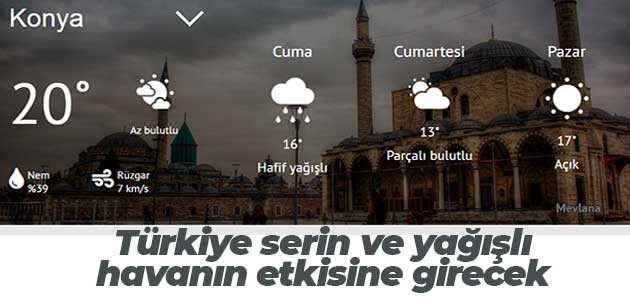 Türkiye serin ve yağışlı havanın etkisine girecek