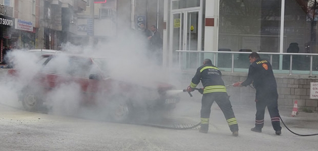 Konya’da seyir halindeki araçta yangın