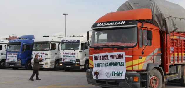 Konya’da temin edilen 19 tır gıda yardımı, İdlib’e gönderildi