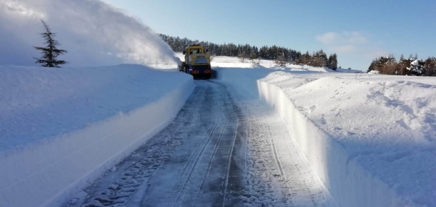 Gölcük Yaylası’nda karın kapattığı yollar açıldı