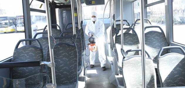 Konya’daki toplu taşıma araçlarında yoğun “koronavirüs“ dezenfeksiyonu