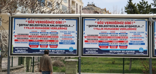 ​Beyşehir Belediyesi, bir yıllık muhasebe verilerini bilboardlara astırdı