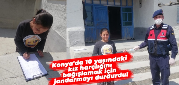 Konya’da 10 yaşındaki kız harçlığını bağışlamak için jandarmayı durdurdu!
