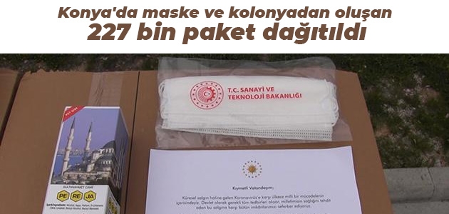 Konya’da maske ve kolonyadan oluşan 227 bin paket dağıtıldı