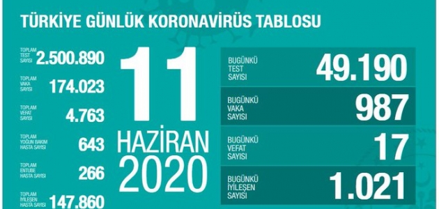 Son 24 saatte Türkiye’de koronavirüsten 17 kişi yaşamını yitirdi