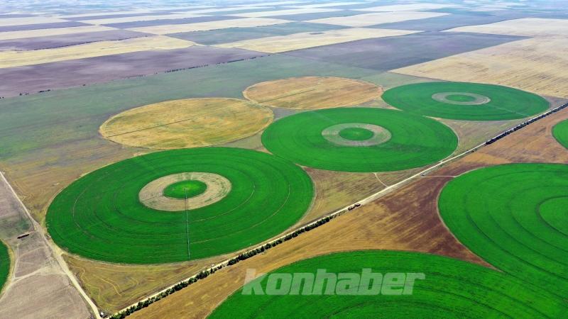 Konya’nın devasa dairesel tarlaları gökyüzünden görüntülendi