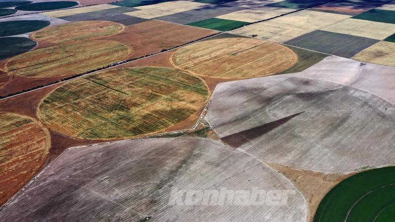 Konya’nın devasa dairesel tarlaları gökyüzünden görüntülendi