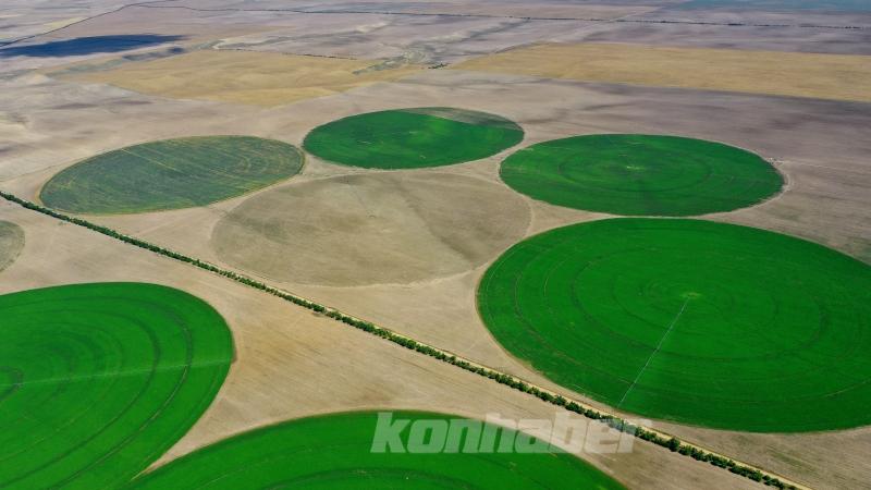 Konya’nın devasa dairesel tarlaları gökyüzünden görüntülendi