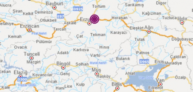 Erzurum’da 3.5 şiddetinde deprem