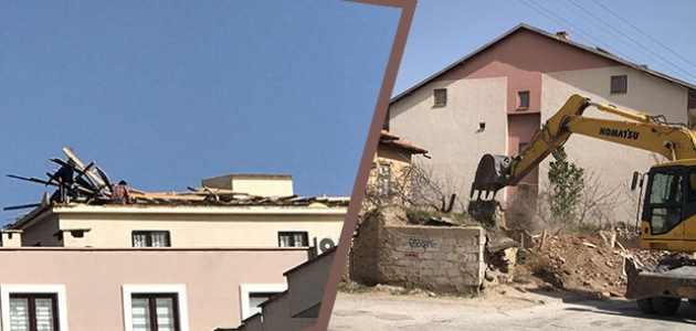 Konya'da fırtına: Kerpiç ev yıkıldı, çatılar uçtu
