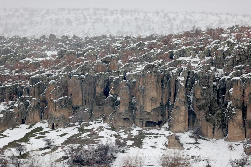 Kilistra Antik Kenti beyaz örtüyle kaplandı