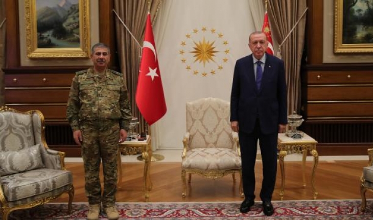 Cumhurbaşkanı Erdoğan, Azerbaycan Savunma Bakanı'nı kabul etti