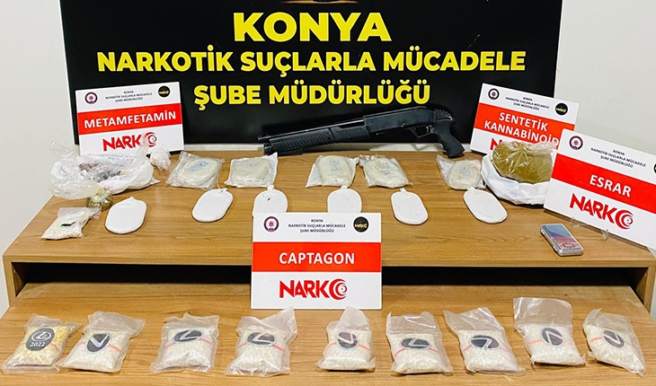 Konya’da uyuşturucu operasyonu: 4 farklı uyuşturucu madde ele geçirildi