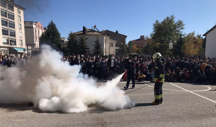 Seydişehir’de öğrencilere yangın eğitimi veriliyor