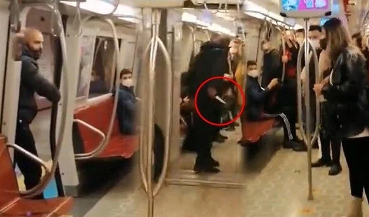 Metroda kadın yolcuya bıçak çekip hakaretler savurdu