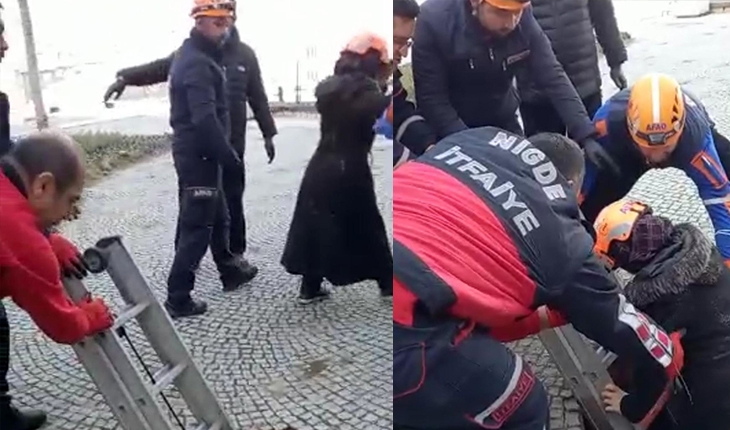 Kaleyi gezen kadın definecilerin üzerine düştü