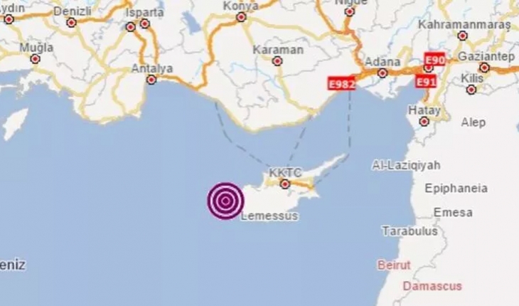 Akdeniz’de 5,1 büyüklüğünde deprem