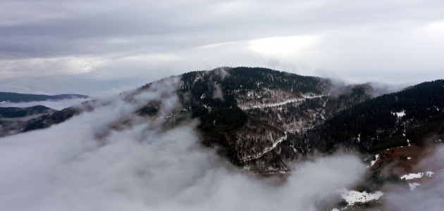 Sisle kaplanan Küre Dağları havadan görüntülendi