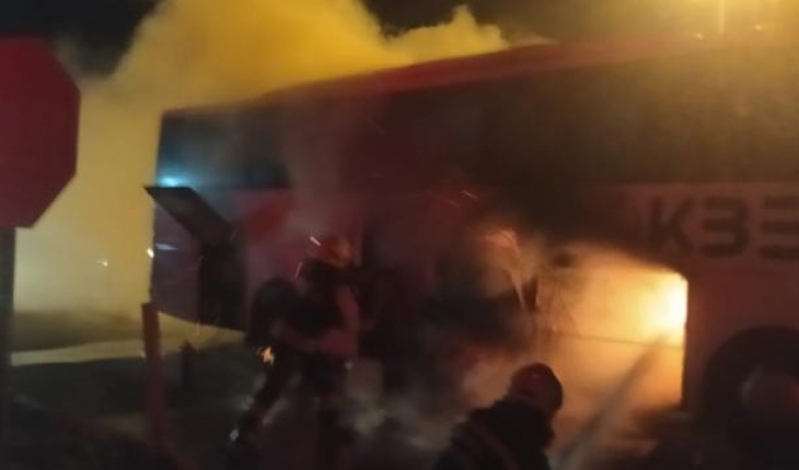Konya’da yolcu otobüsünde yangın çıktı