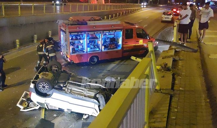 Konya'da kontrolden çıkan otomobil alt geçide düştü! Yaralılar var