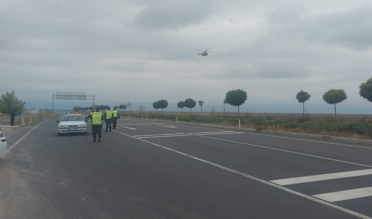 Konya’da helikopterli trafik denetimi