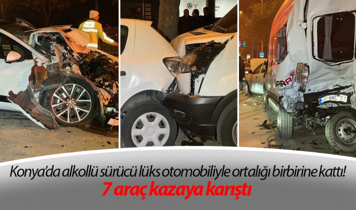 Konya’da alkollü sürücü lüks otomobiliyle ortalığı birbirine kattığı an kamerada!