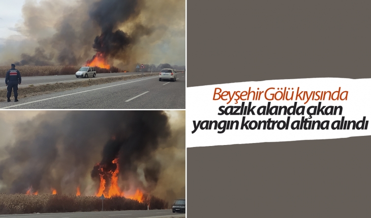 Konya'da sazlık alanda yangın çıktı! Dumanlar göğü kapladı 