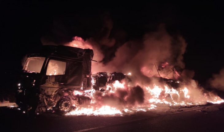 Anadolu Otoyolu’nda kağıt havlu yüklü tır alev topuna döndü