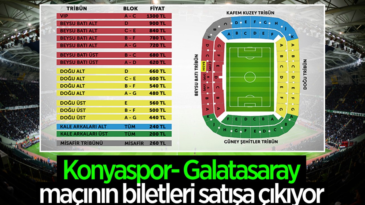 Konyaspor-Galatasaray maçının biletleri satışa çıkıyor