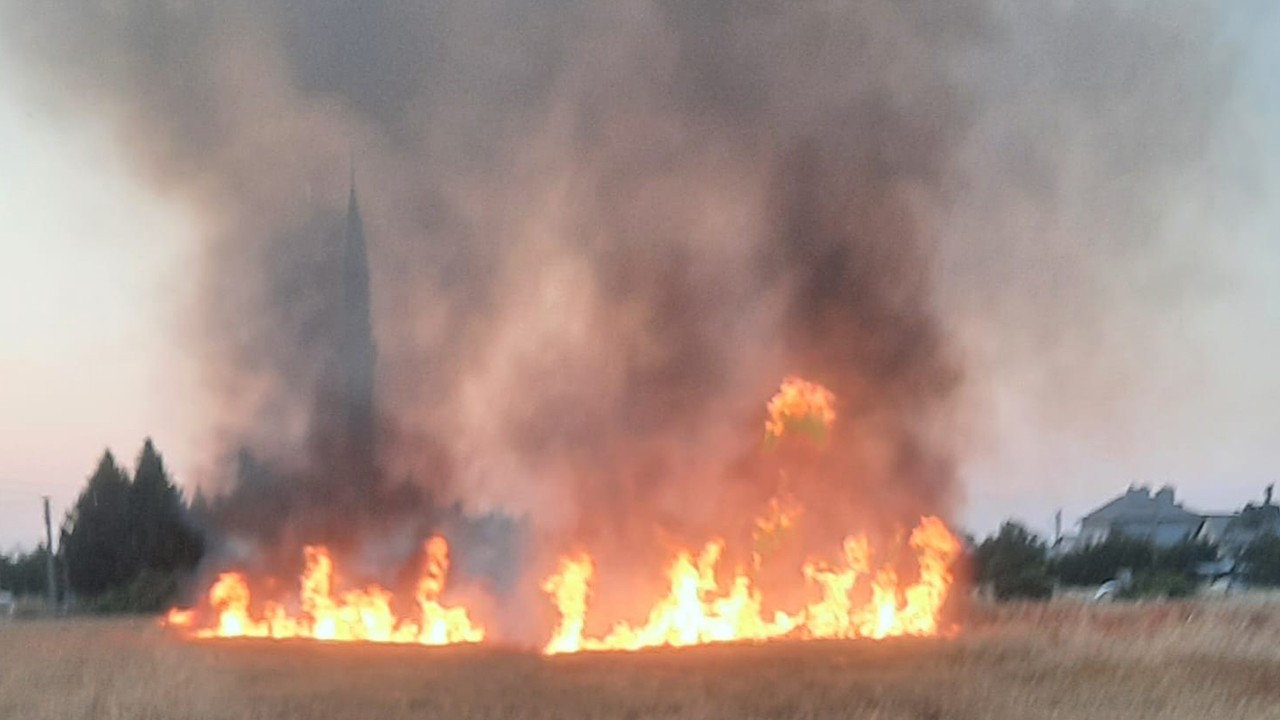Konya’da buğday ekili alanda yangın çıktı! 