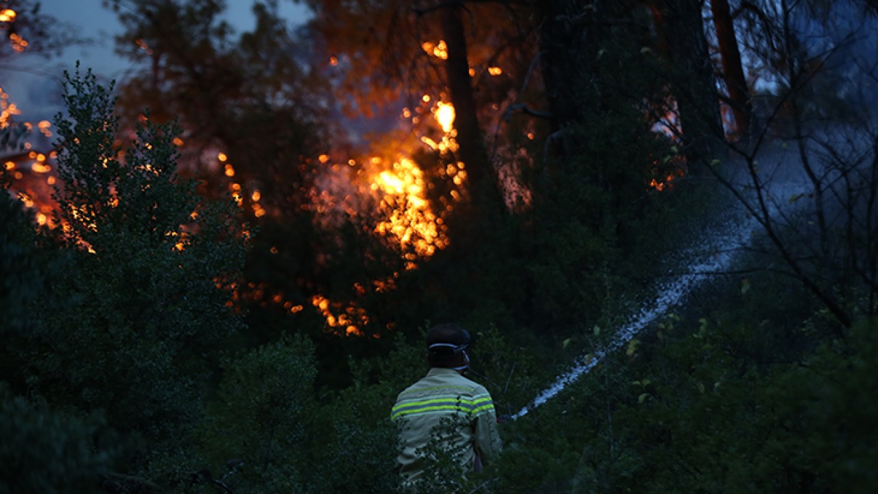 Çanakkale’de orman yangınının etkili olduğu alanda sağanak başladı