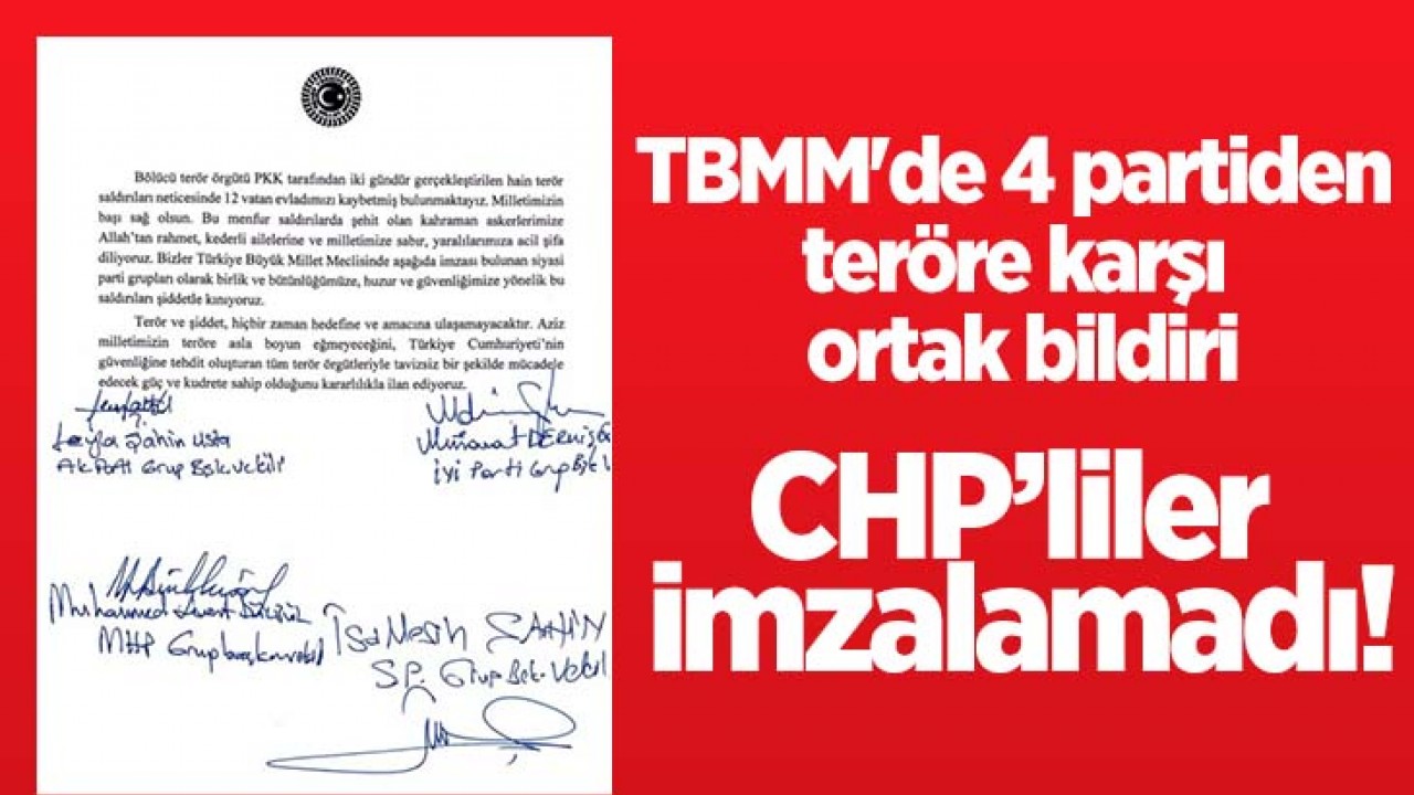 TBMM'de 4 partiden teröre karşı ortak bildiri: CHP ve DEM Parti katılmadı