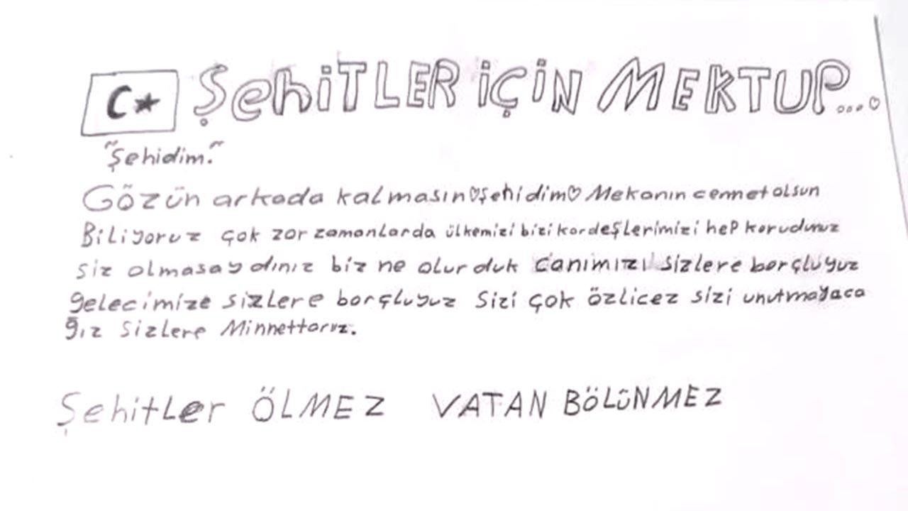 Koruma altındaki çocuklardan Mehmetçiğe mektup