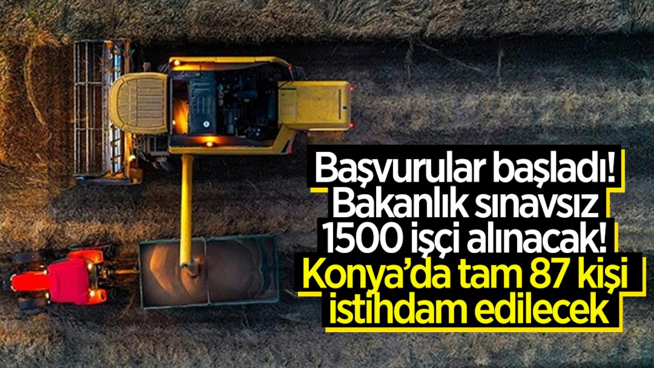 Başvurular başladı! Bakanlık sınavsız 1500 işçi alacak: Konya’da tam 87 kişi istihdam edilecek