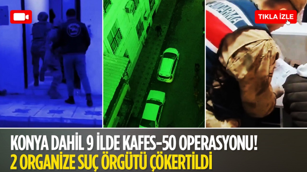 Konya dahil 9 ilde KAFES-50 operasyonu: 2 organize suç örgütü çökertildi