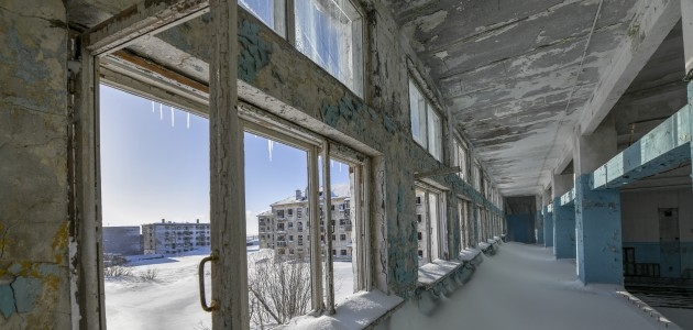 Buz ve karlarla kaplı şehir Vorkuta