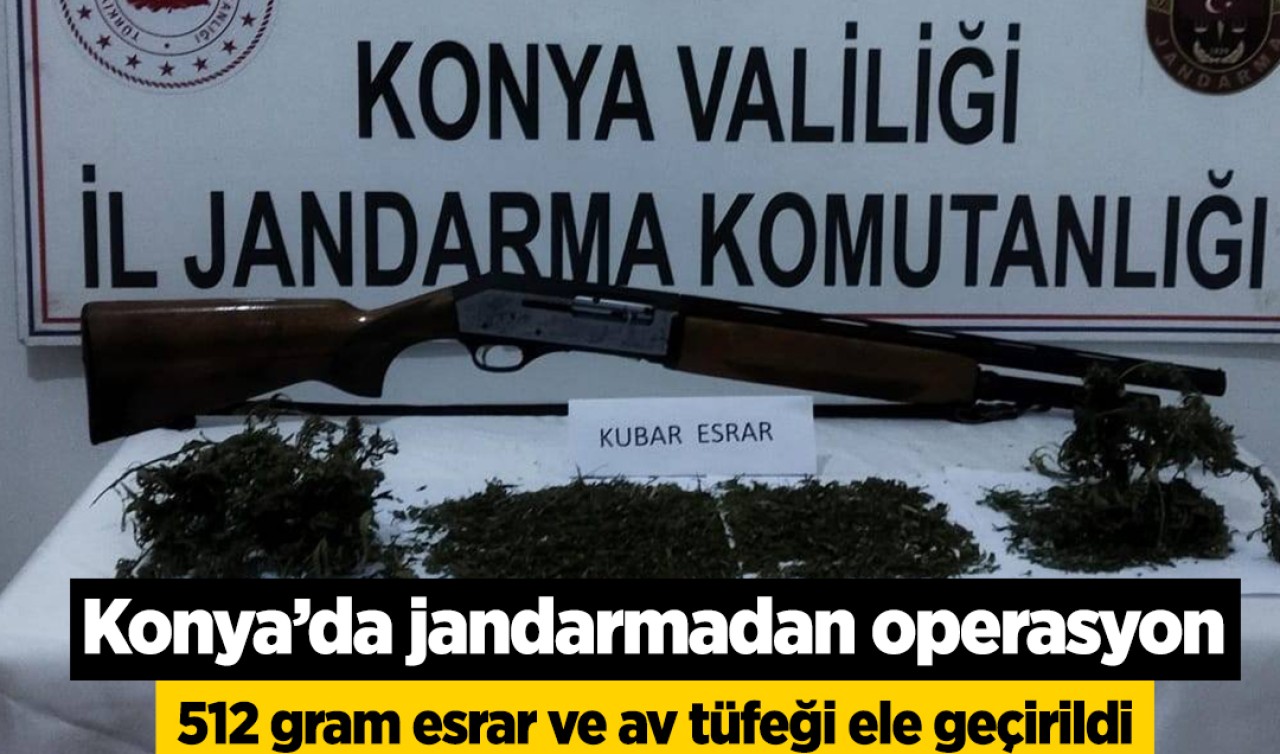 Konya’da jandarmadan operasyon: 512 gram esrar ve av tüfeği ele geçirildi